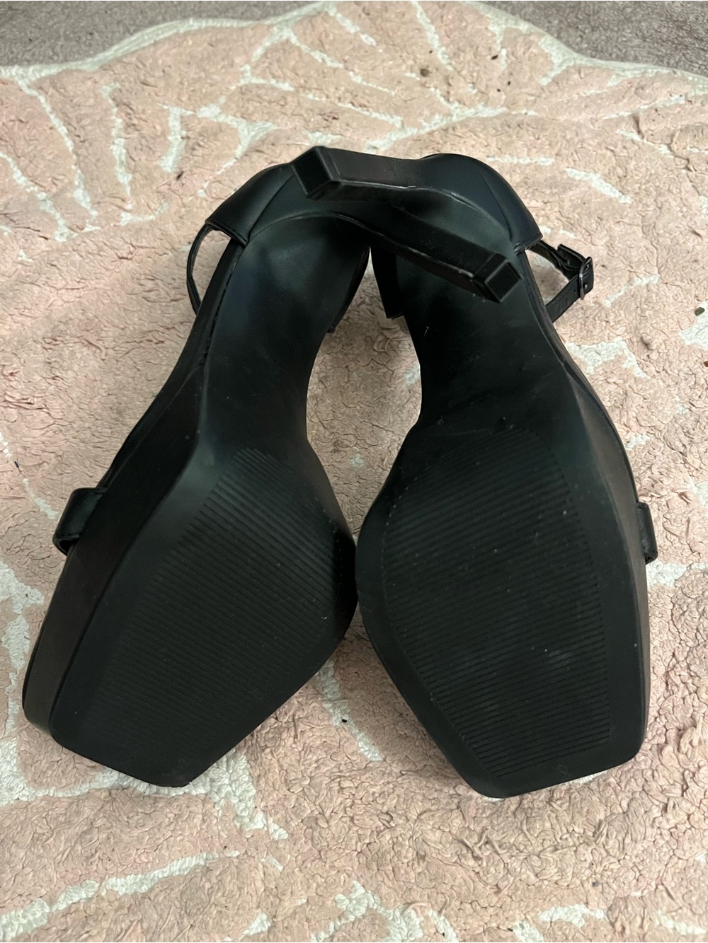 Forever 21 Black Square-Toe Ankle-Strap Stiletto Heels - Picture 6 of 6